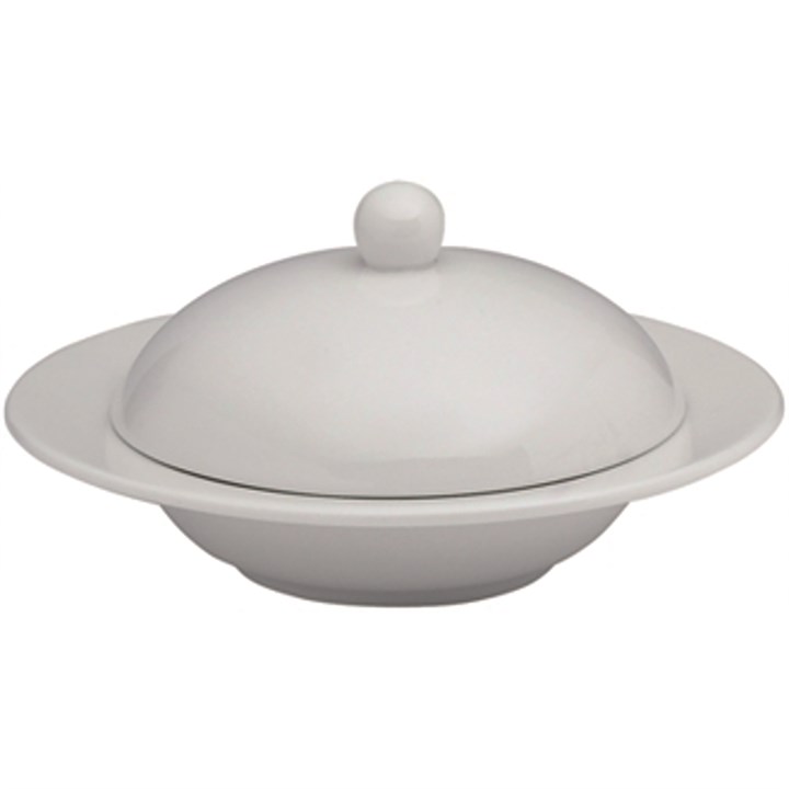 White Fine China Butter Dish With Cover 11.5cm (4.5'')