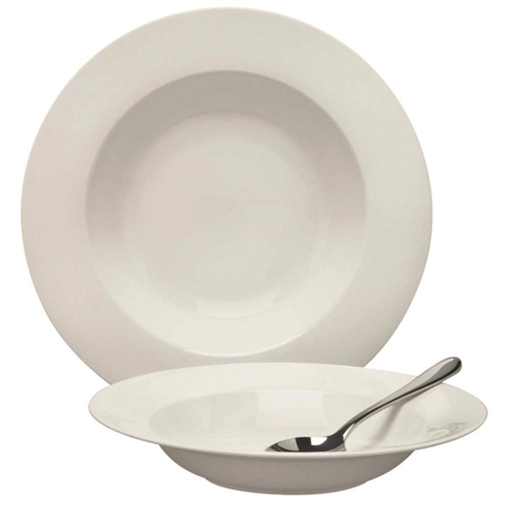 Fine White China Rimmed Pasta/Soup Plate 24cm (9.5'')