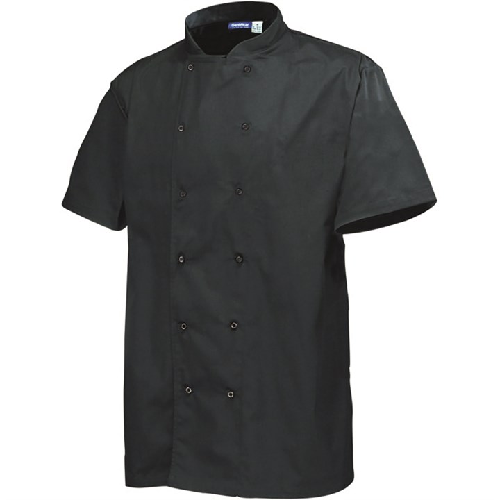 Black Traditional Short Sleeve Chefs Jacket Small