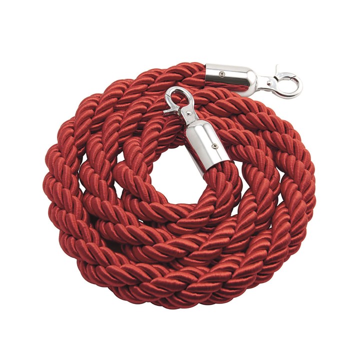 Red Twisted Barrier Rope With Chrome Ends 1.5m
