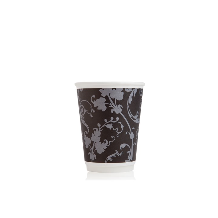 Black Floral Paper Hot Cup 30.4cm (12oz)