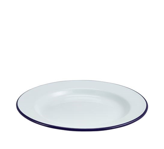 Blue Rim Enamel Dinner Plate 26cm (10.2'')