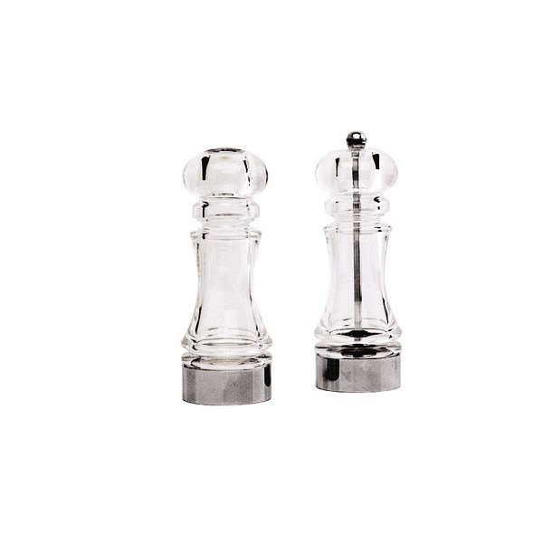 Clear Acrylic Salt Shaker And Pepper Mill 15.2cm (6'')