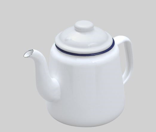 White Enamelware Tea Pot 14x18cm
