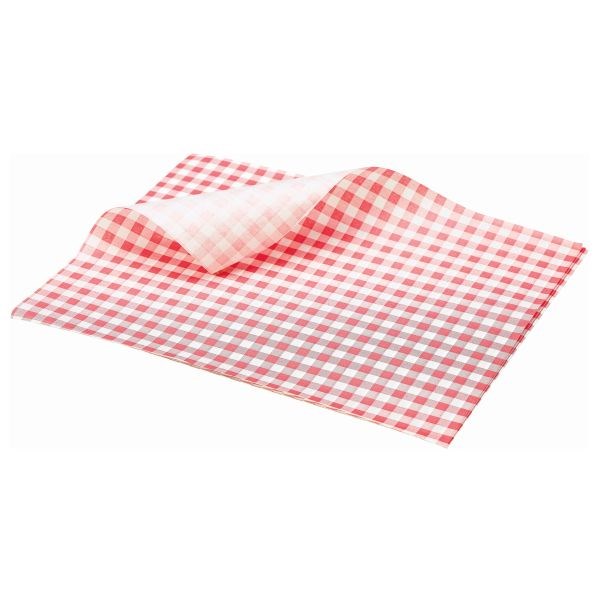 Greaseproof Paper Gingham Print Red 25x20cm