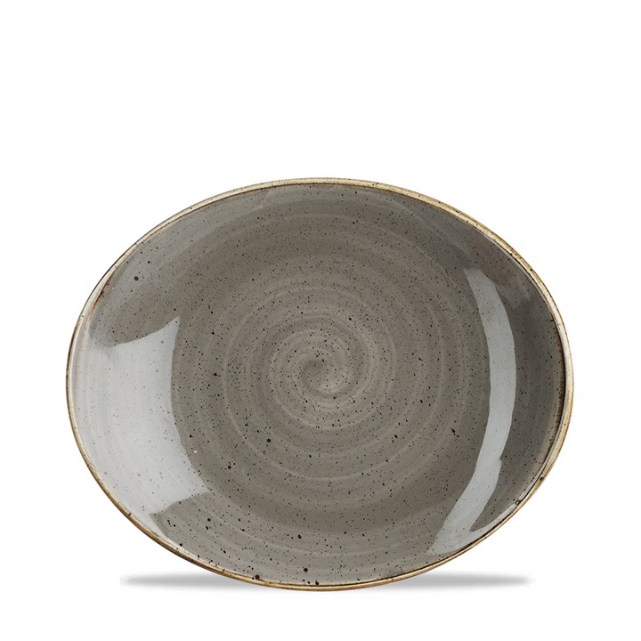Grey Stonecast Oval Coupe Plate 19.2cm (7.5'')