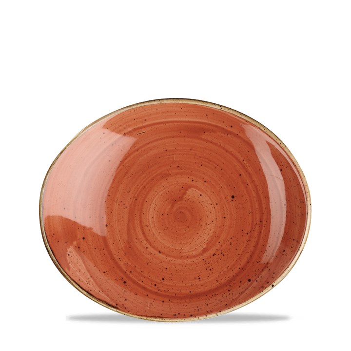 Orange Stonecast Oval Coupe Plate 19.2cm (7.5'')