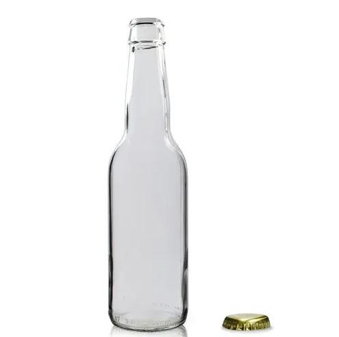 Bottle Beer Clear Glass Gold Cap 33cl