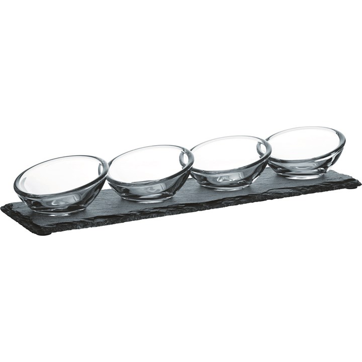 Serving Board Slate With Glass Bowls