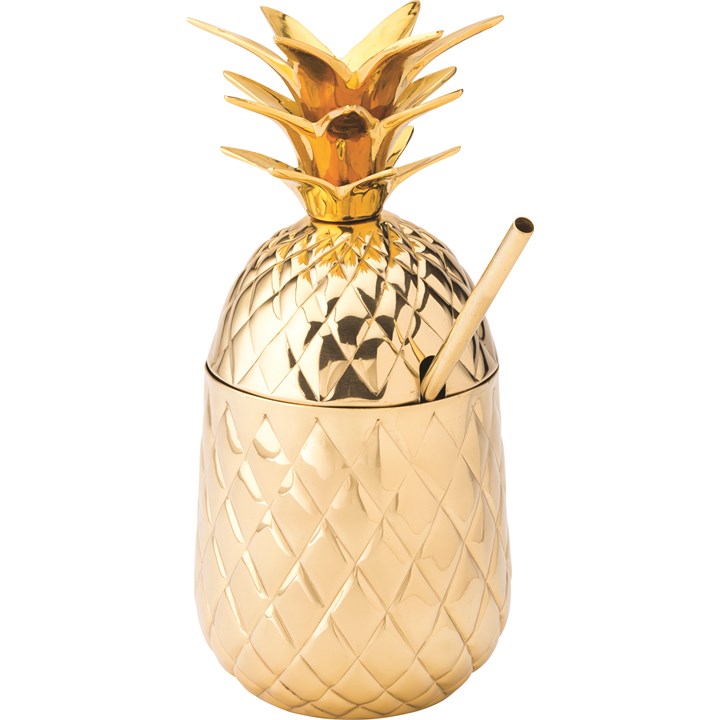 Pineapple Cocktail Drink Gold With Straw 20oz 57cl
