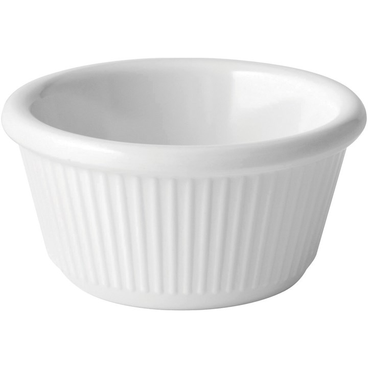 Ramekin Chinalike Fluted 3oz 9cl White