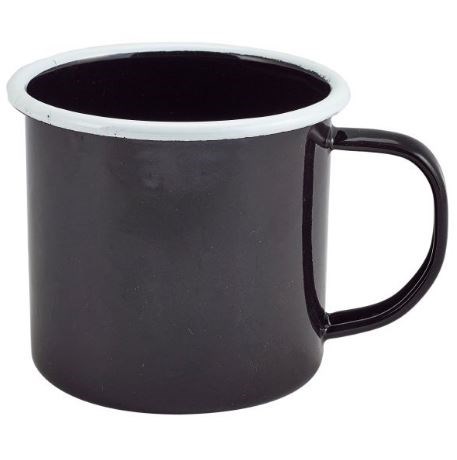 Enamel Mug Black with White Rim 36cl/12.5oz
