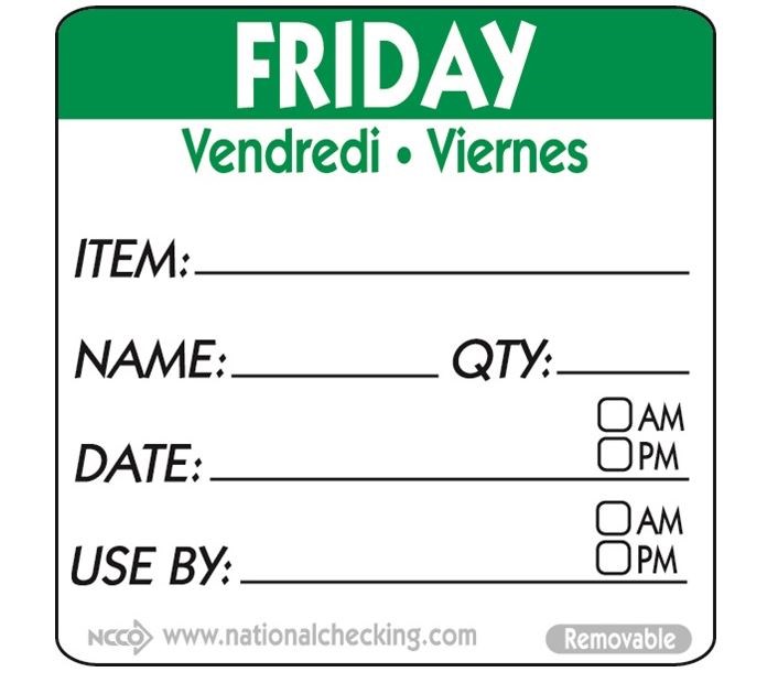 Label FRI 5cm sq UltraRemovable Food