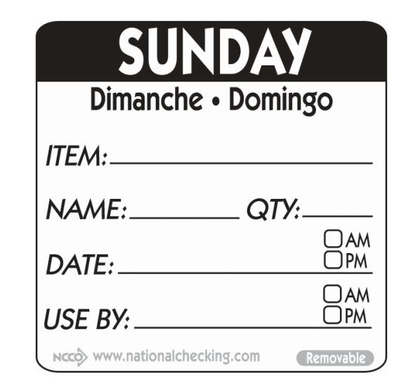 Label SUN 5cm sq UltraRemovable Food