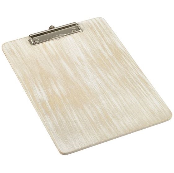 Wooden Menu Clipboard White Wash A4