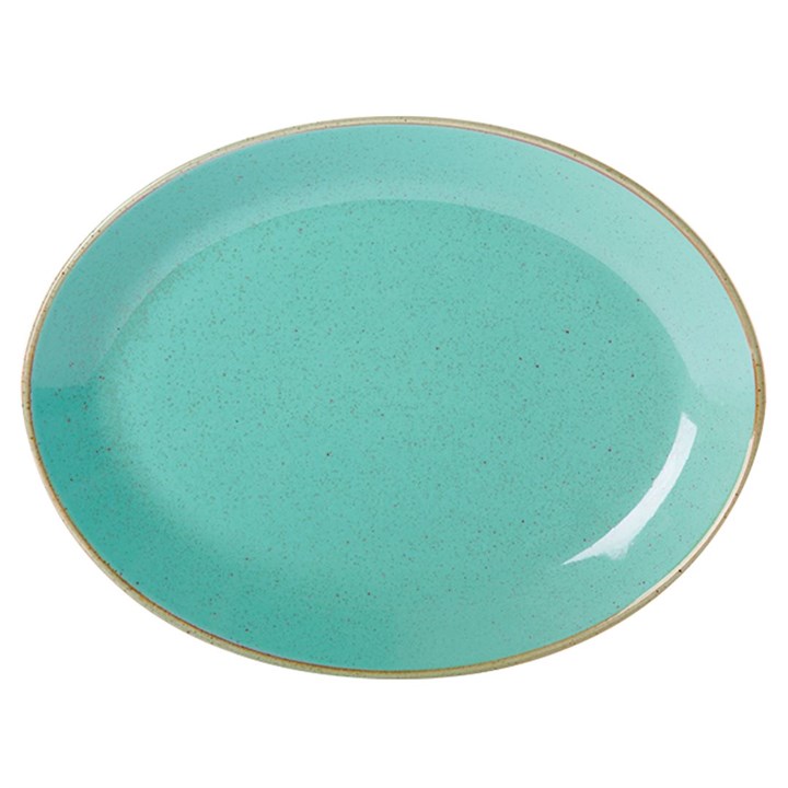 Oval Plate Sea Spray Turquoise 30cm 12in