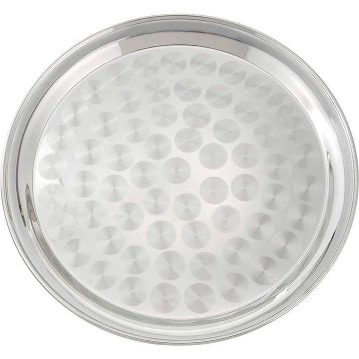 Tray Round Swirl Stainless Steel 30cm