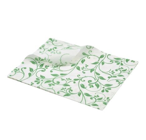 Greaseproof Paper Green Floral Print 25 x 20cm