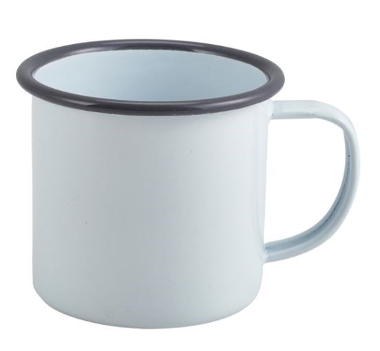Mug Enamel White Grey Rim 36cl 12.5oz