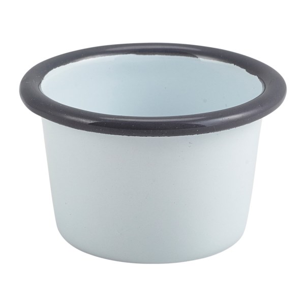 Ramekin Enamel White Grey Rim 3.2oz 7cm