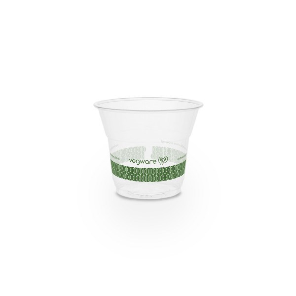 Clear PLA 5oz cold cup with green stripe