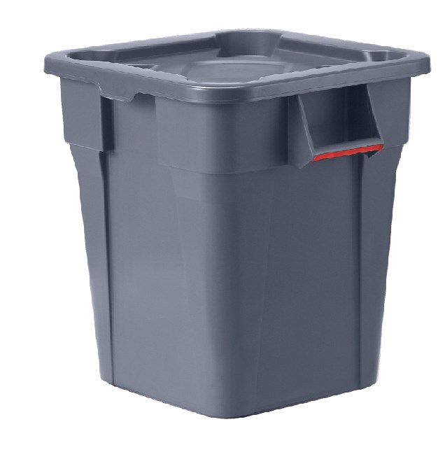 Waste Bin Square Grey 106L with Lid and Dolly