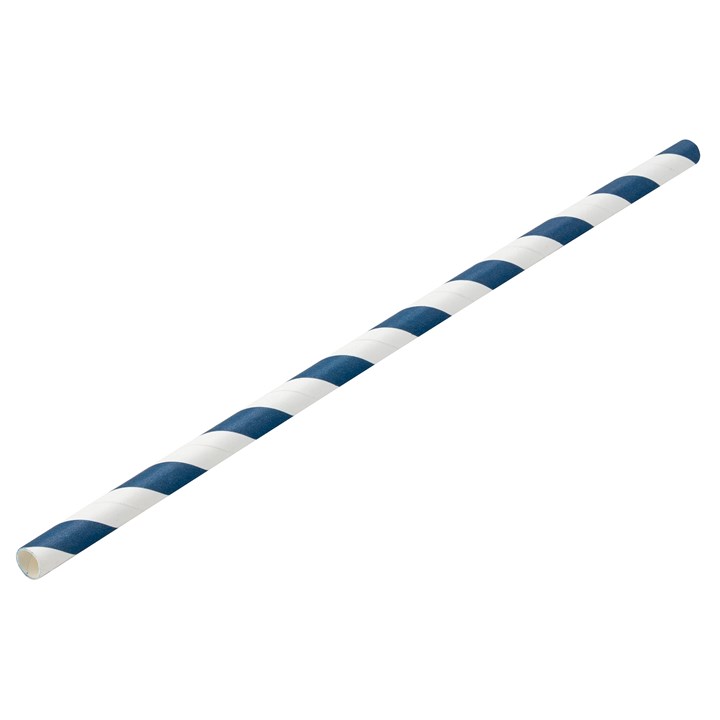 Paper Navy/White Stripe Straw 20cm