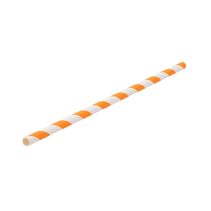 Straw Paper Stripe Orange 20cm 6mm D