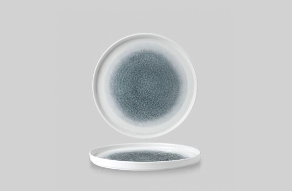 Walled Plate Raku Topaz Blue 26cm