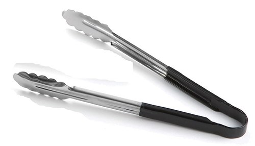 Tongs Vinyl Coated Stainless Steel Black 31.5cm