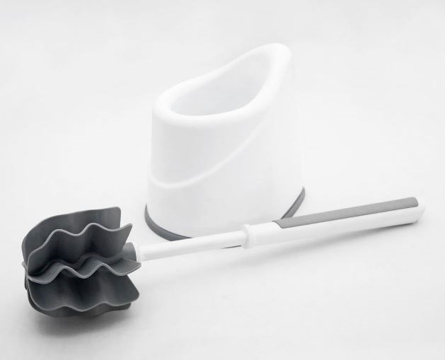 Toilet Brush And Holder Grey Silicone Blade