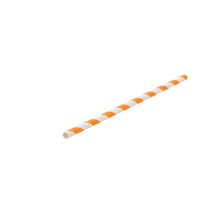 Paper Orange/White Stripe Straw 8(20cm)Box of 250