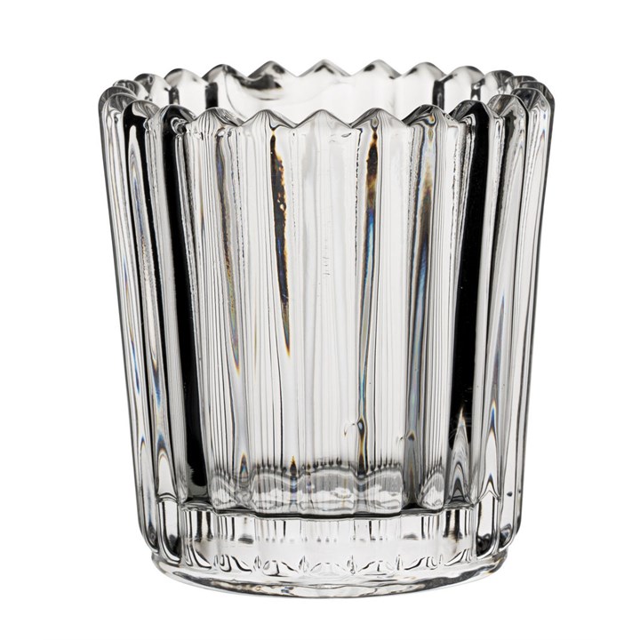 Nightlight Holder Votive Ribbed Clear 7cm