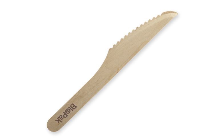 BioTableware - 16cm Wooden Knives -BRANDED