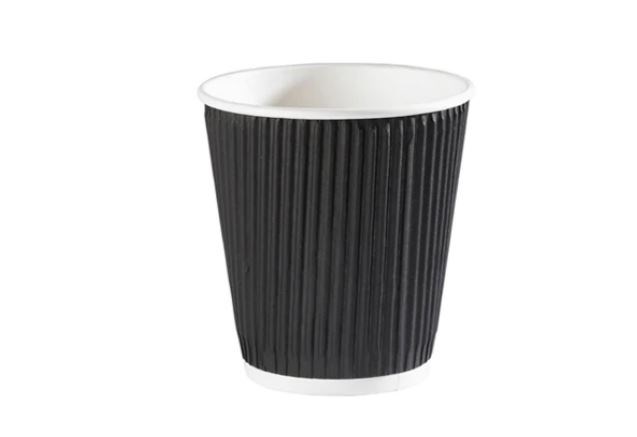 Black Ripple Wall Hot Drink Cup 10oz