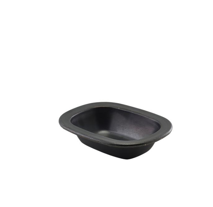 Genware Black Vintage Steel Pie Dish 16cm