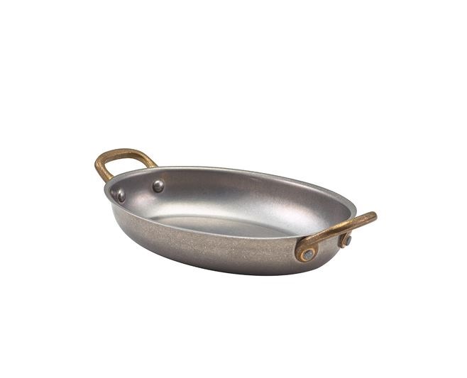 Genware Vintage Steel Oval Dish 18.5x13.5cm
