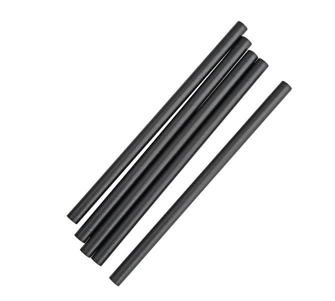 Compostable Paper Black Smoothie Straws