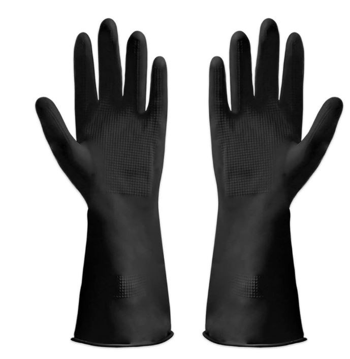 Black Heavy Duty Rubber Gloves - Medium