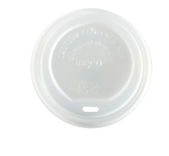 Compostable White 10-16oz Domed Sip-thru Lid