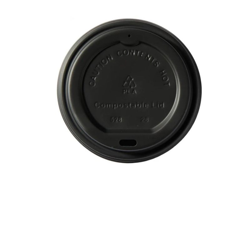 Compostable Black 10-20 Oz Domed Sip-thru Lid