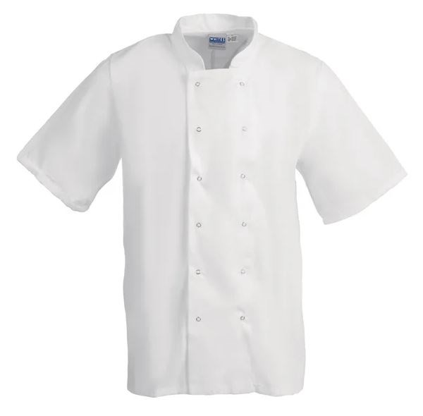 White Boston Short Sleeve Chefs Jacket White M