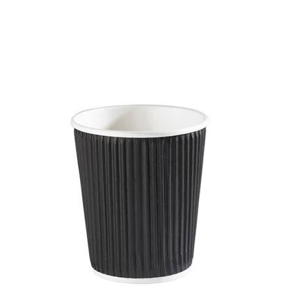 Black Ripple Wrap Paper Coffee Cup 8oz