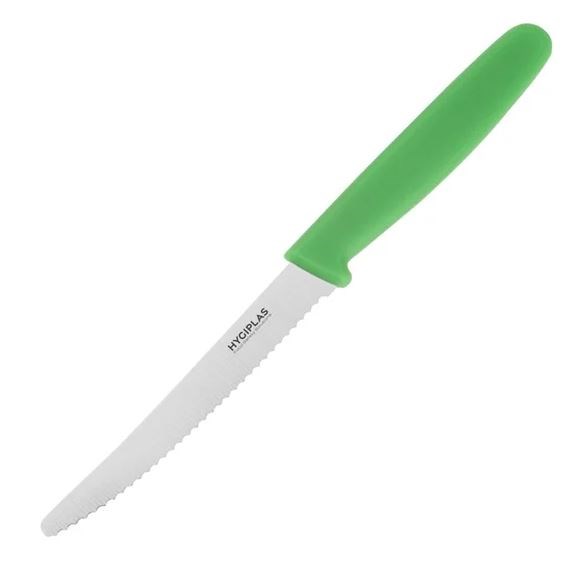 Hygiplas Serrated Tomato Knife Green 10.5cm