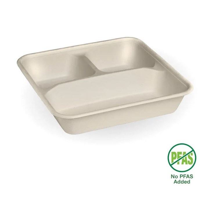 3-Compartment Large Natural Plant Fibre Takeaway Base
