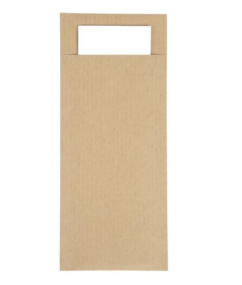 Europochette Brown Cutlery Pouch with White Napkin