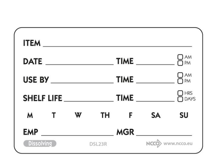 English Dissolving Shelf Life Label 50mm