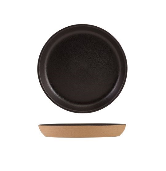 GenWare Kava Black Stoneware Ribbed Plate 18cm