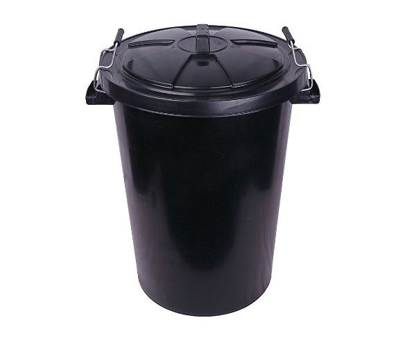 Black Plastic Bin With Lid