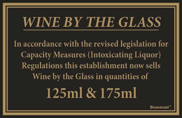 Wine By The Glass 125ml And 175ml Sign
